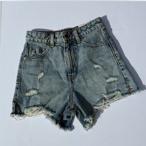 Brand New Zara Blue Distressed Jean Shorts